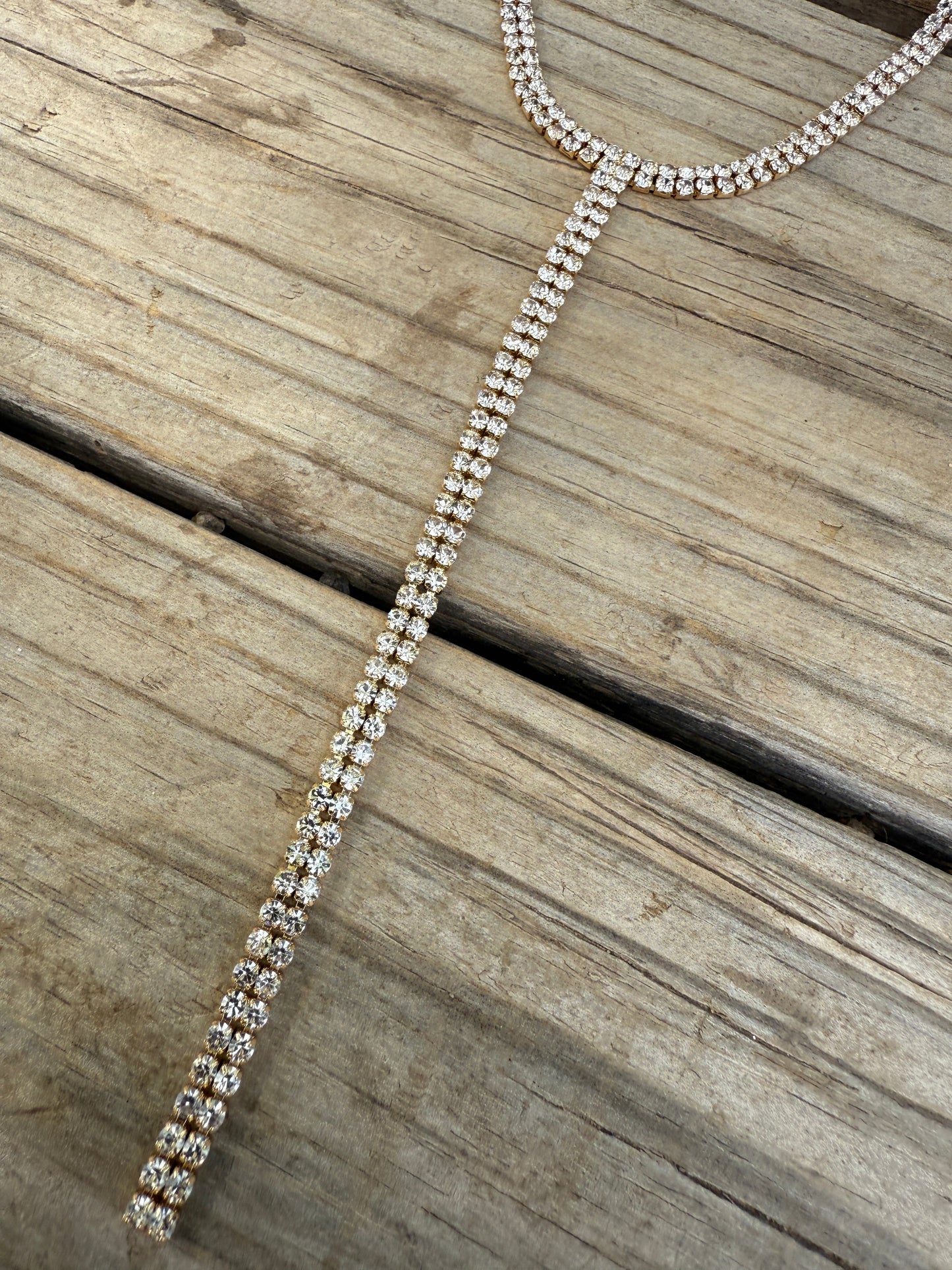 “The Golden Collection” Handmade Gold Plated CZ Link Y Necklace