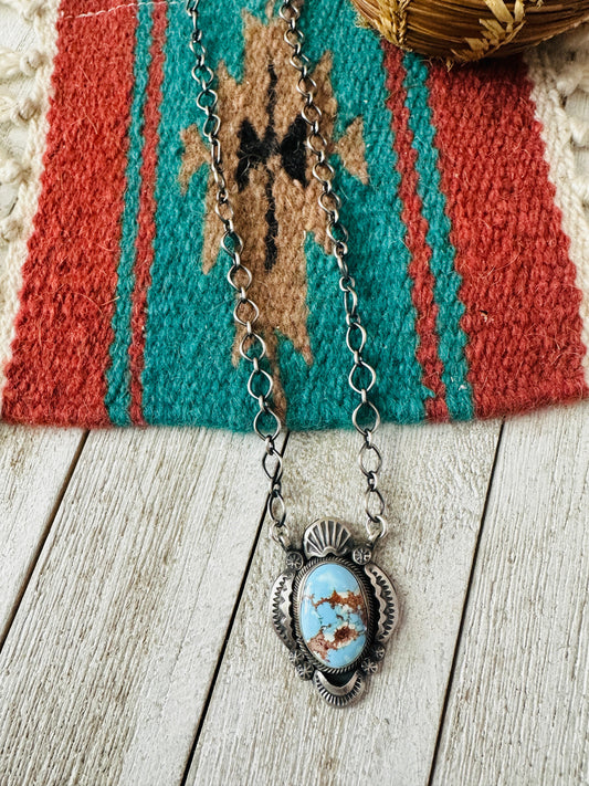 Handcrafted Sterling Silver & Golden Hills Turquoise Necklace