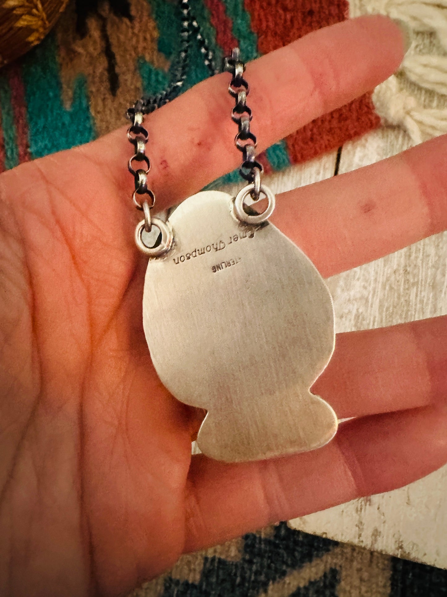 Handcrafted Sterling Silver & Multi Stone Inlay Spade Necklace