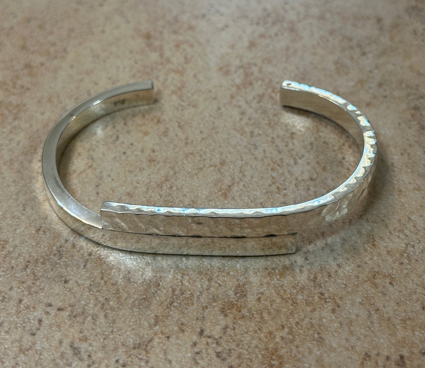 Hammered and Smooth Overlap Cuff Bracelet