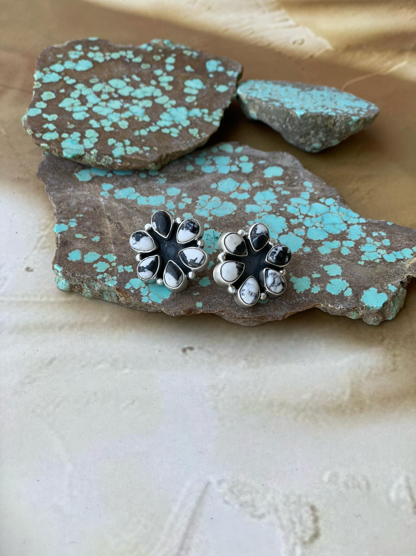 Handmade Sterling Silver 6 Stone Post Earring
