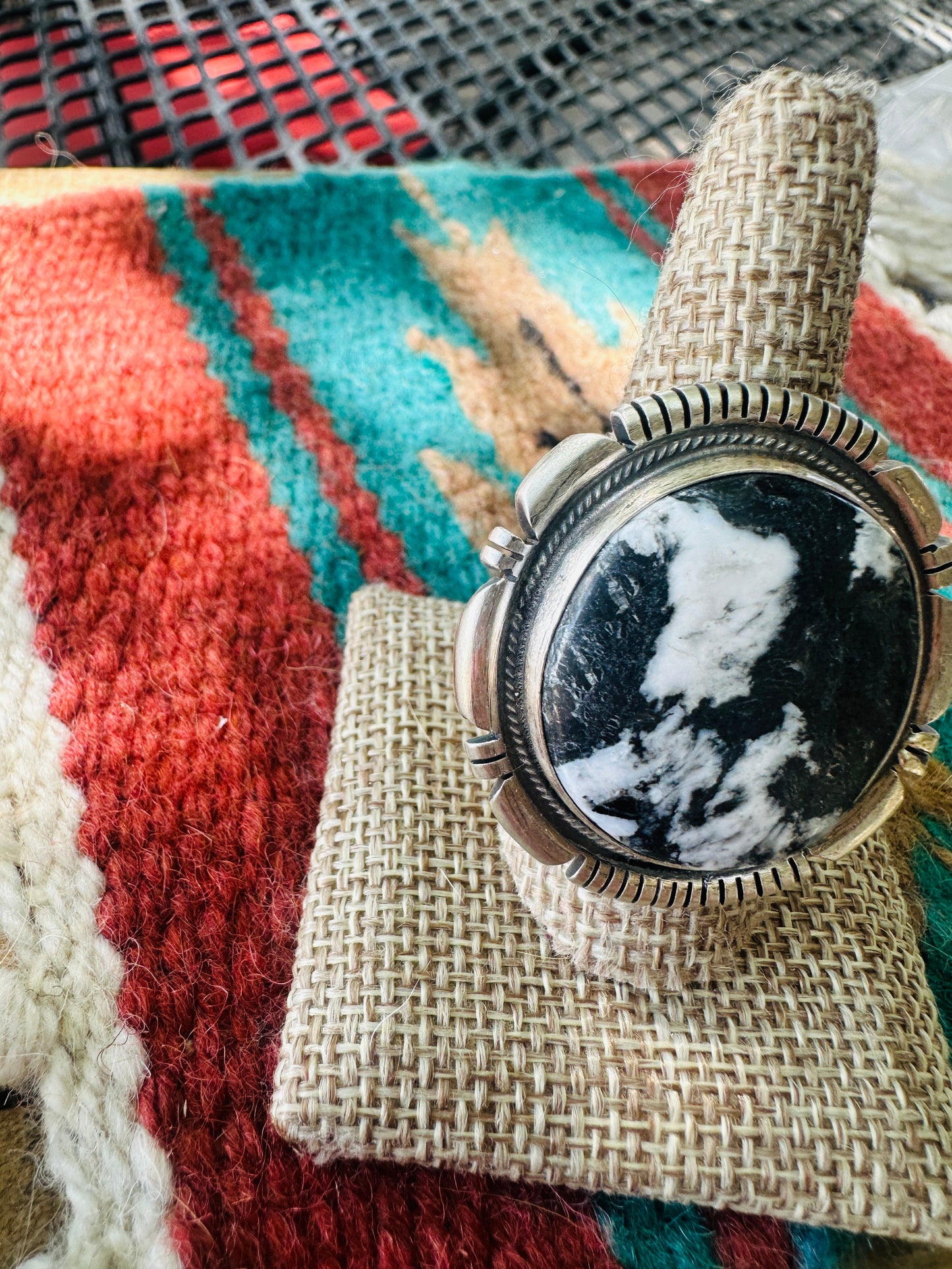 Handcrafted White Buffalo & Sterling Silver Adjustable Ring by Thomas Francisco