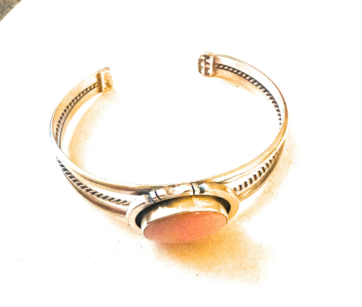 Handcrafted Queen Pink Conch Shell & Sterling Silver Cuff Bracelet