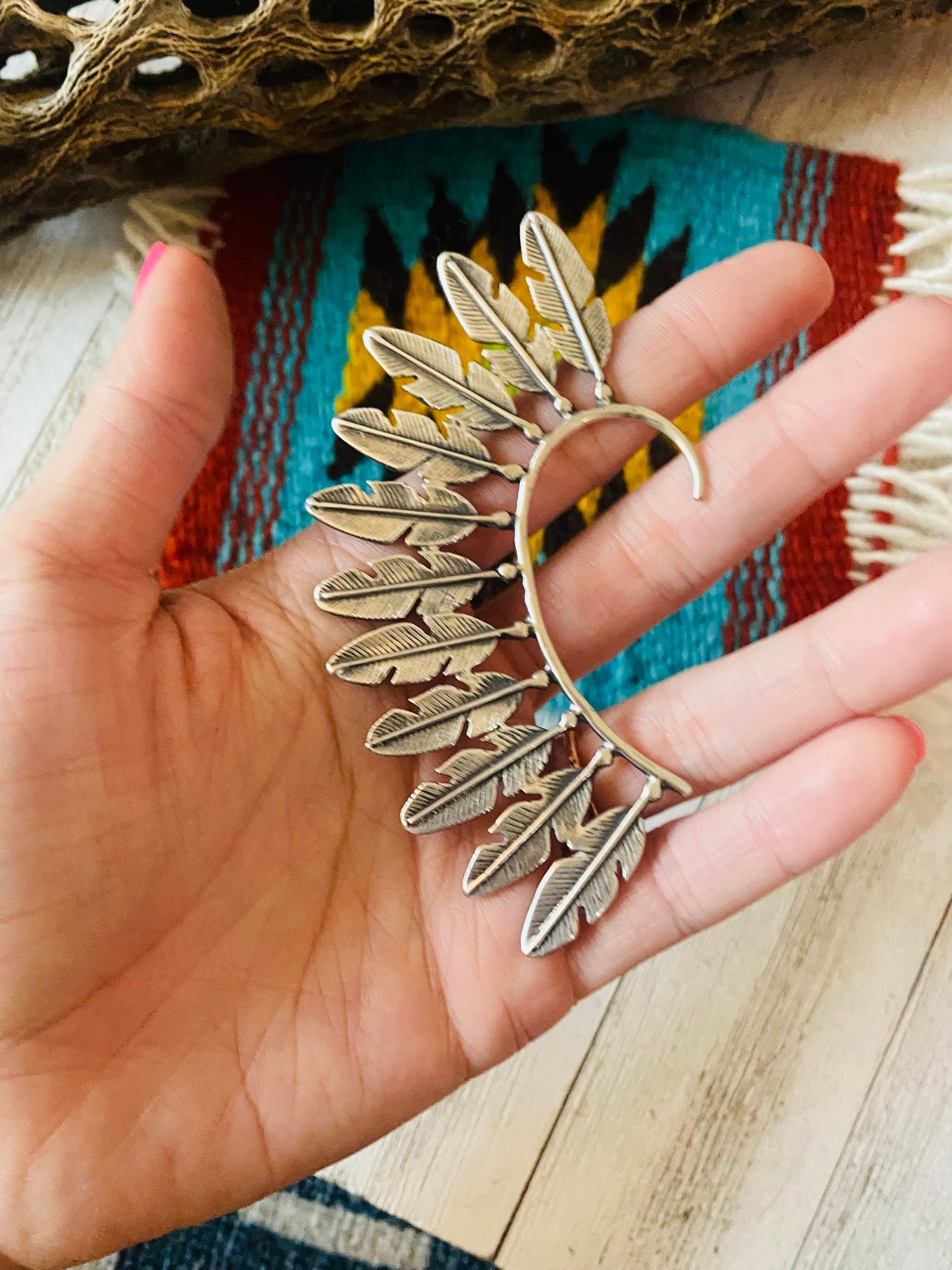 Handcrafted Sterling Silver Feather Cuff Earring