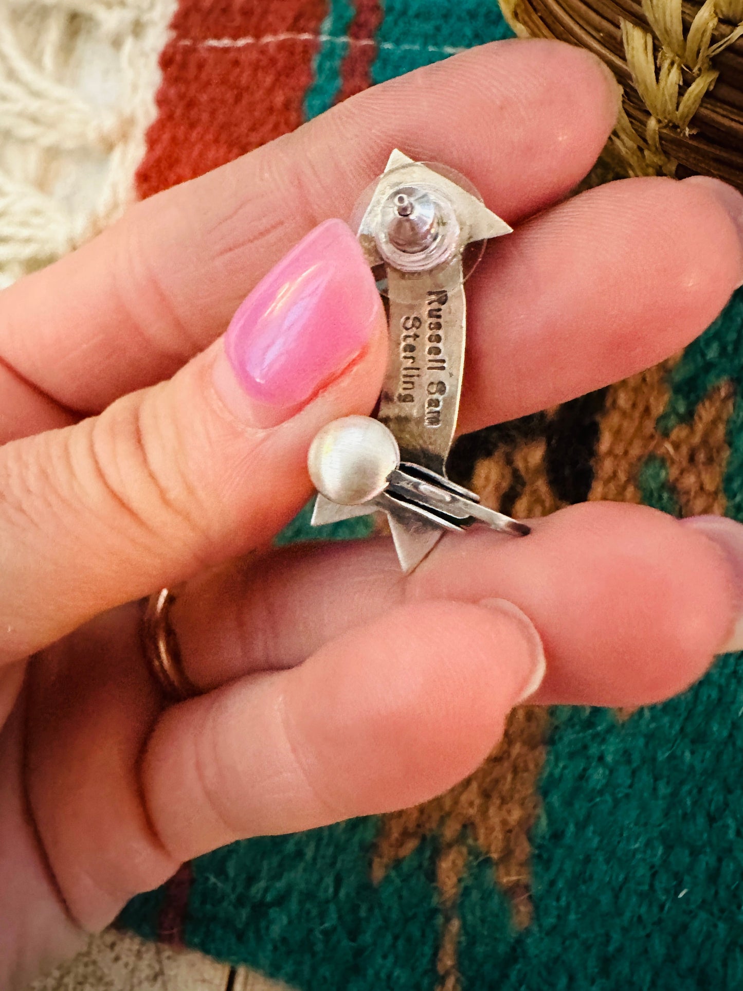 Handcrafted Queen Pink Conch & Sterling Silver Arrow Earring
