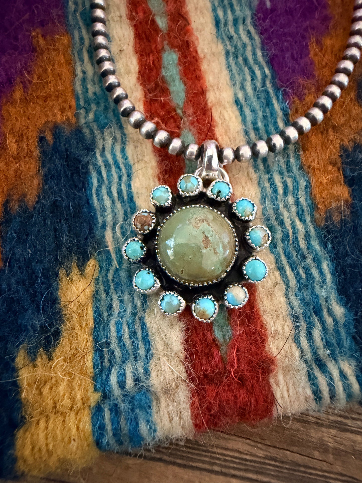 Handcrafted Sterling Silver & Turquoise Cluster Pendant