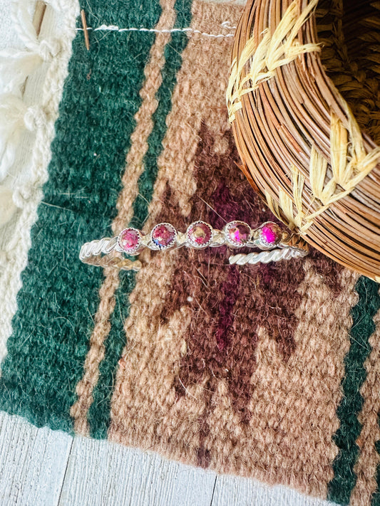 Handcrafted Pink Dream Mojave & Sterling Silver Cuff Bracelet