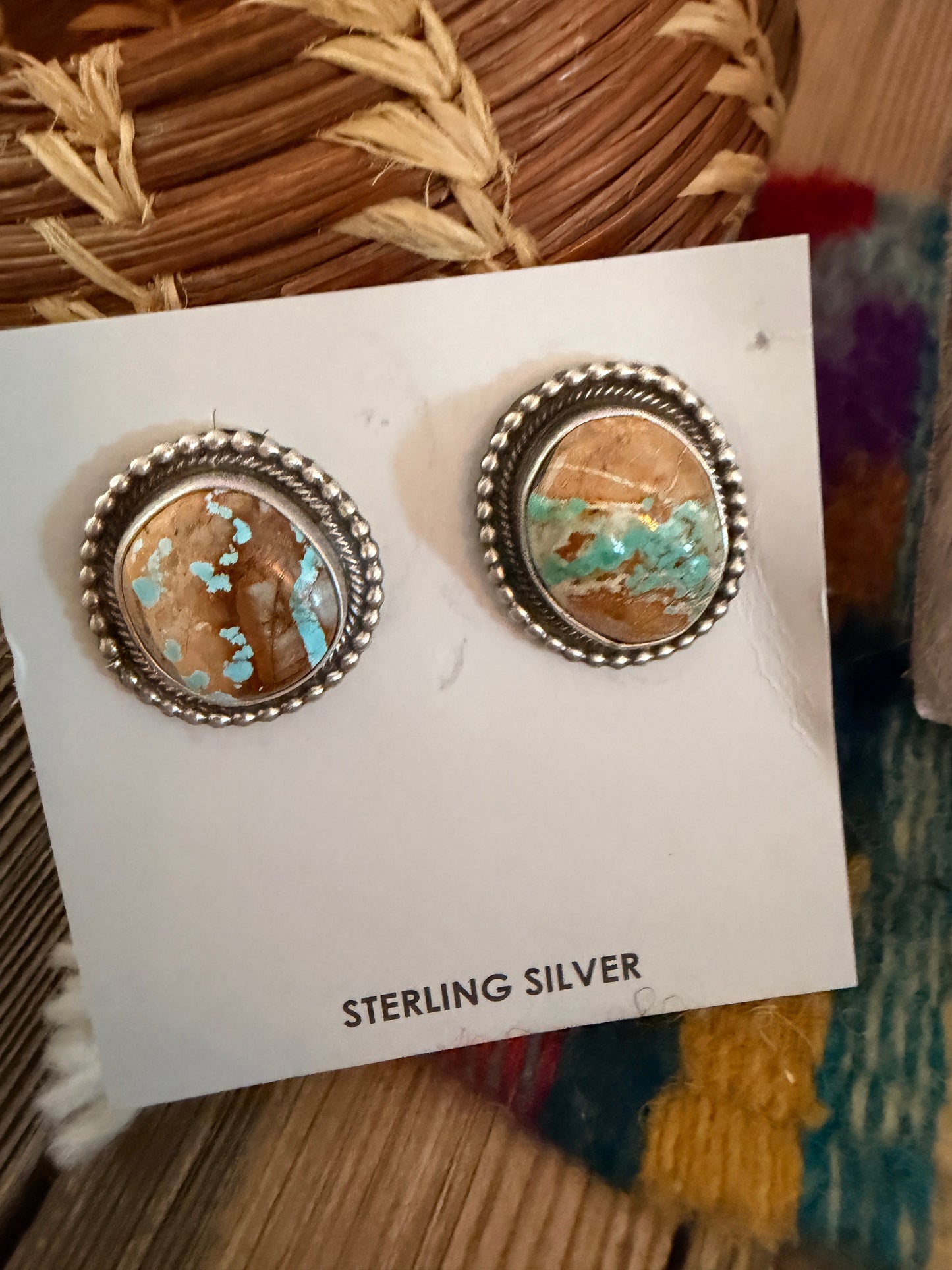 Handcrafted Royston Turquoise & Sterling Silver Necklace and Earring Set by Darrin Livingston