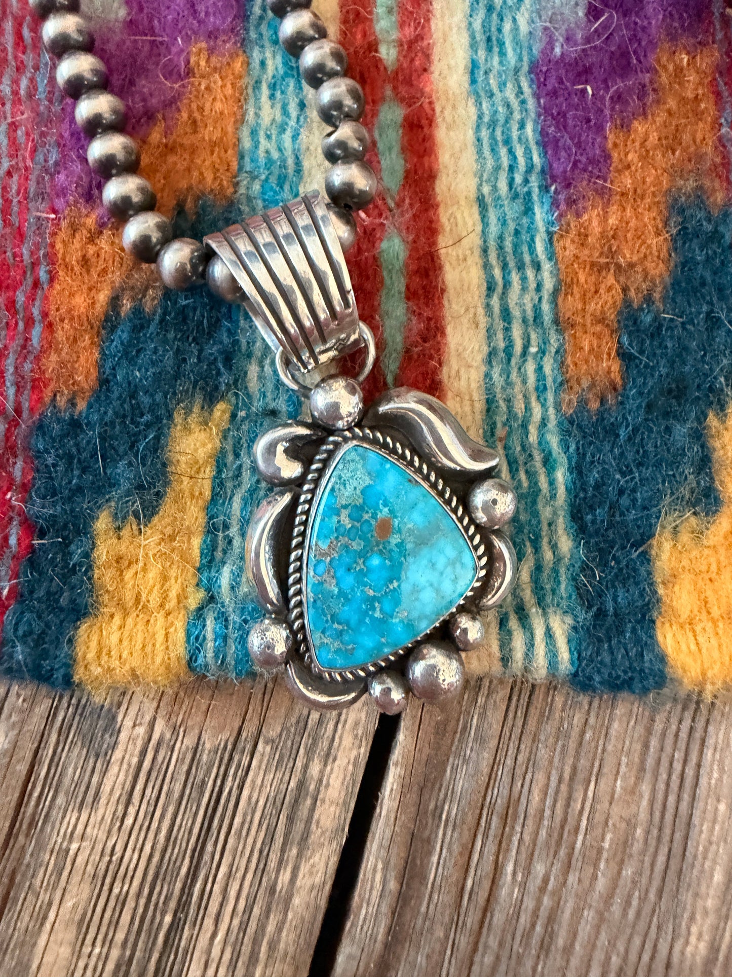 Handcrafted Sterling Silver & Turquoise Pendant by Albert Jake