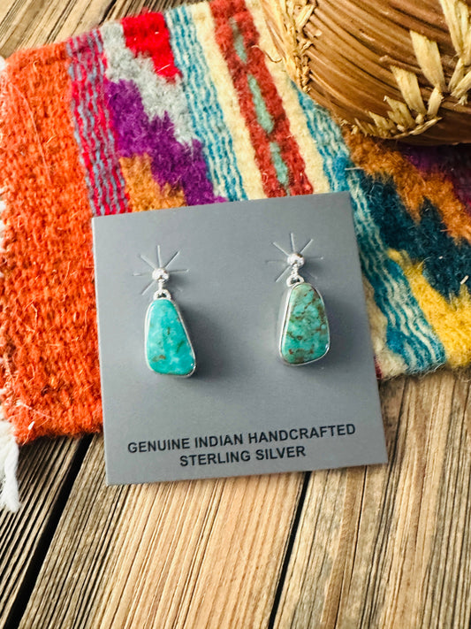 Handcrafted Turquoise & Sterling Silver Dangle Earrings
