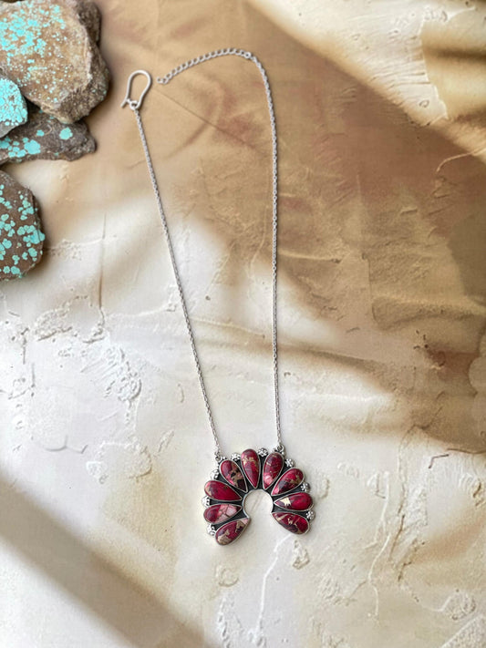 Beautiful Handmade Sterling Silver Dahlia Rose Naja Necklace