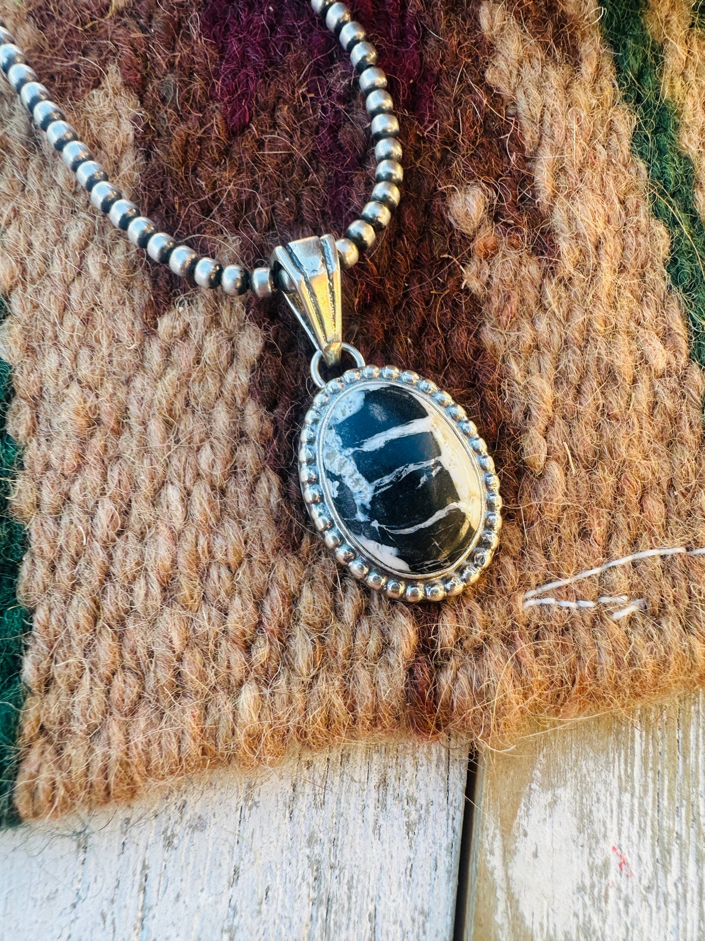 Handcrafted Sterling Silver & White Buffalo Pendant