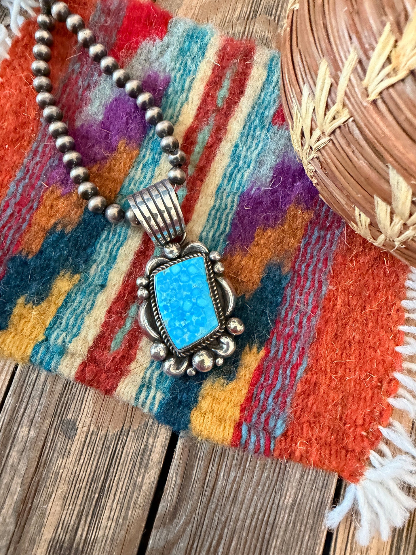 Handcrafted Sterling Silver & Turquoise Pendant by Albert Jake
