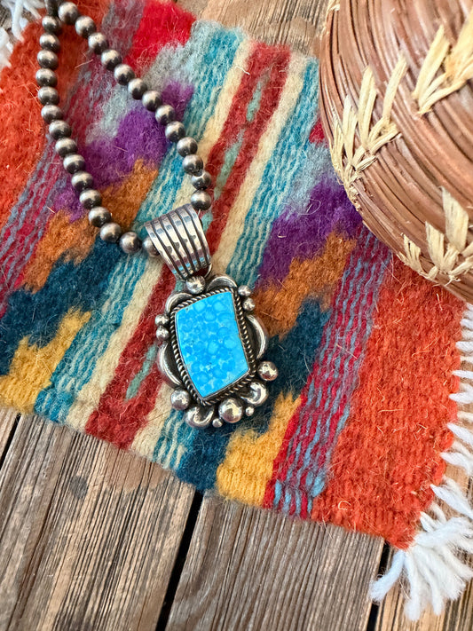 Handcrafted Sterling Silver & Turquoise Pendant by Albert Jake