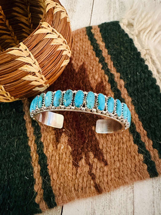 Kingman Turquoise & Sterling Silver Cuff Bracelet /