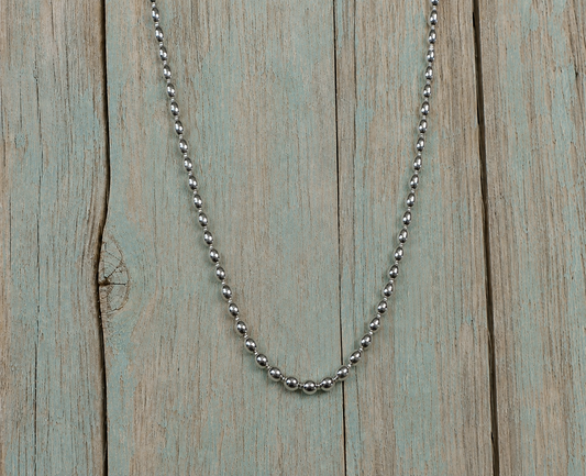 Sterling Silver Rice Bead Necklace 16”