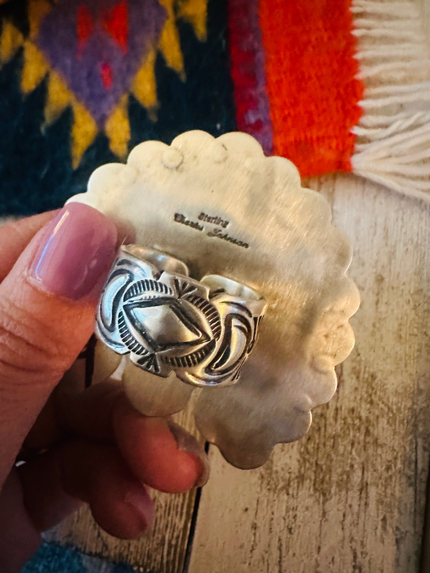 Handcrafted Sonoran Mountain Turquoise & Sterling Silver Indian Chief Adjustable Ring