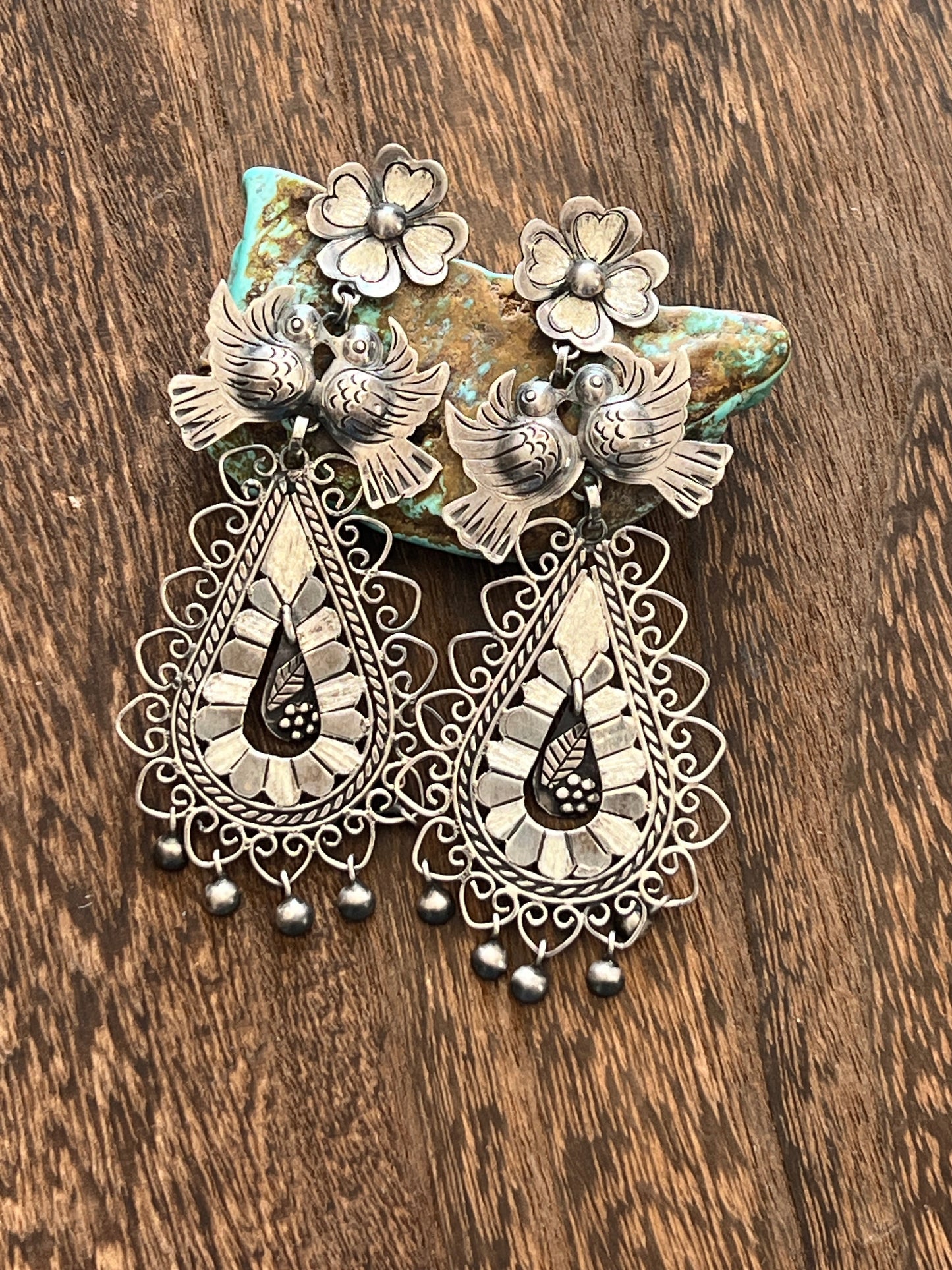 Federico Jimenez Sterling Silver Mexican Wedding Style Earrings, Paloma