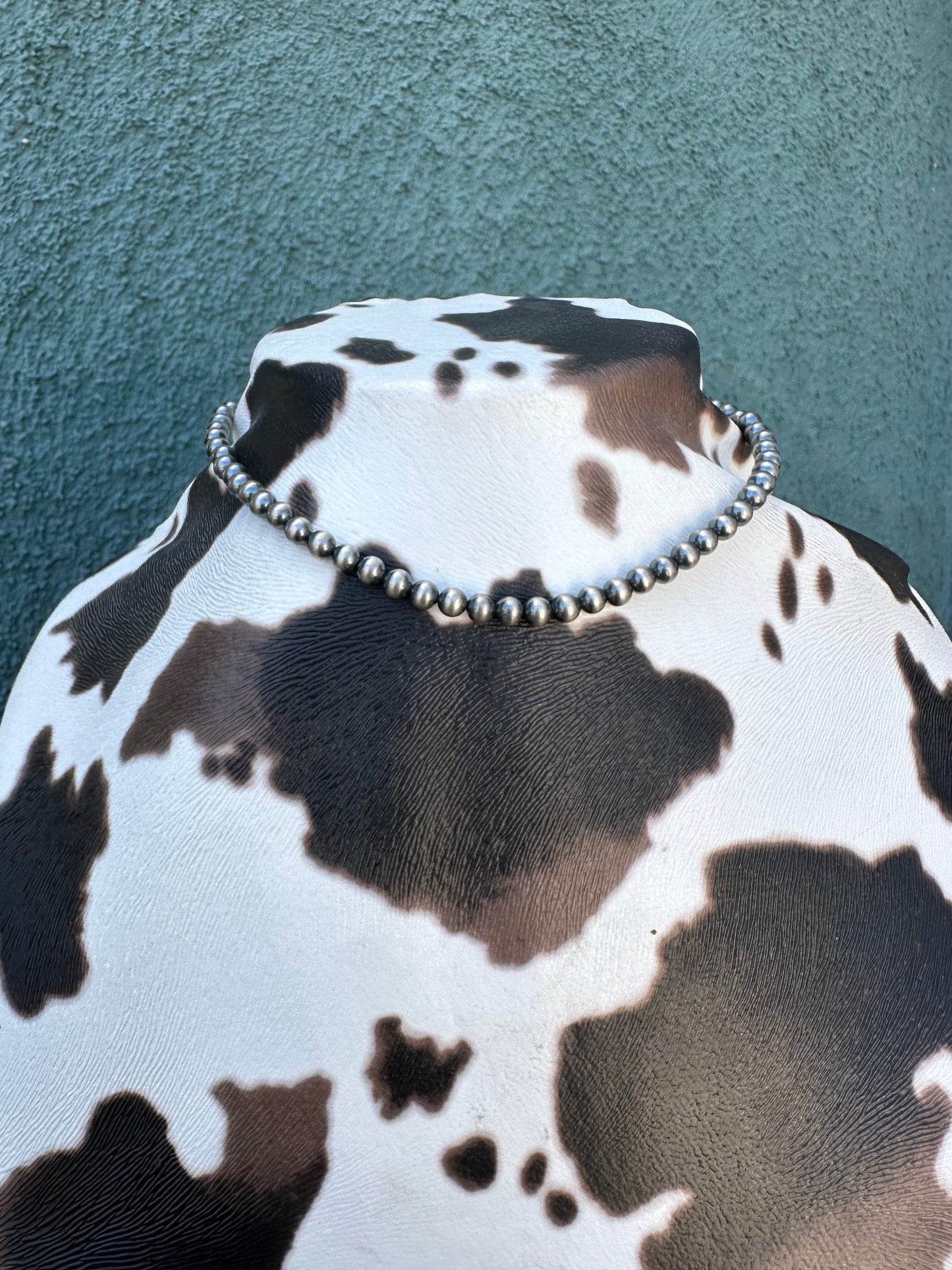 Handmade 5mm Sterling Silver Pearl Style Beaded Necklace w/ 2 inch extender