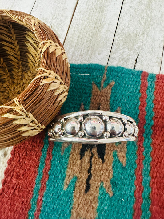 Handcrafted Hand Crafted Sterling Silver Ball Cuff Bracelet