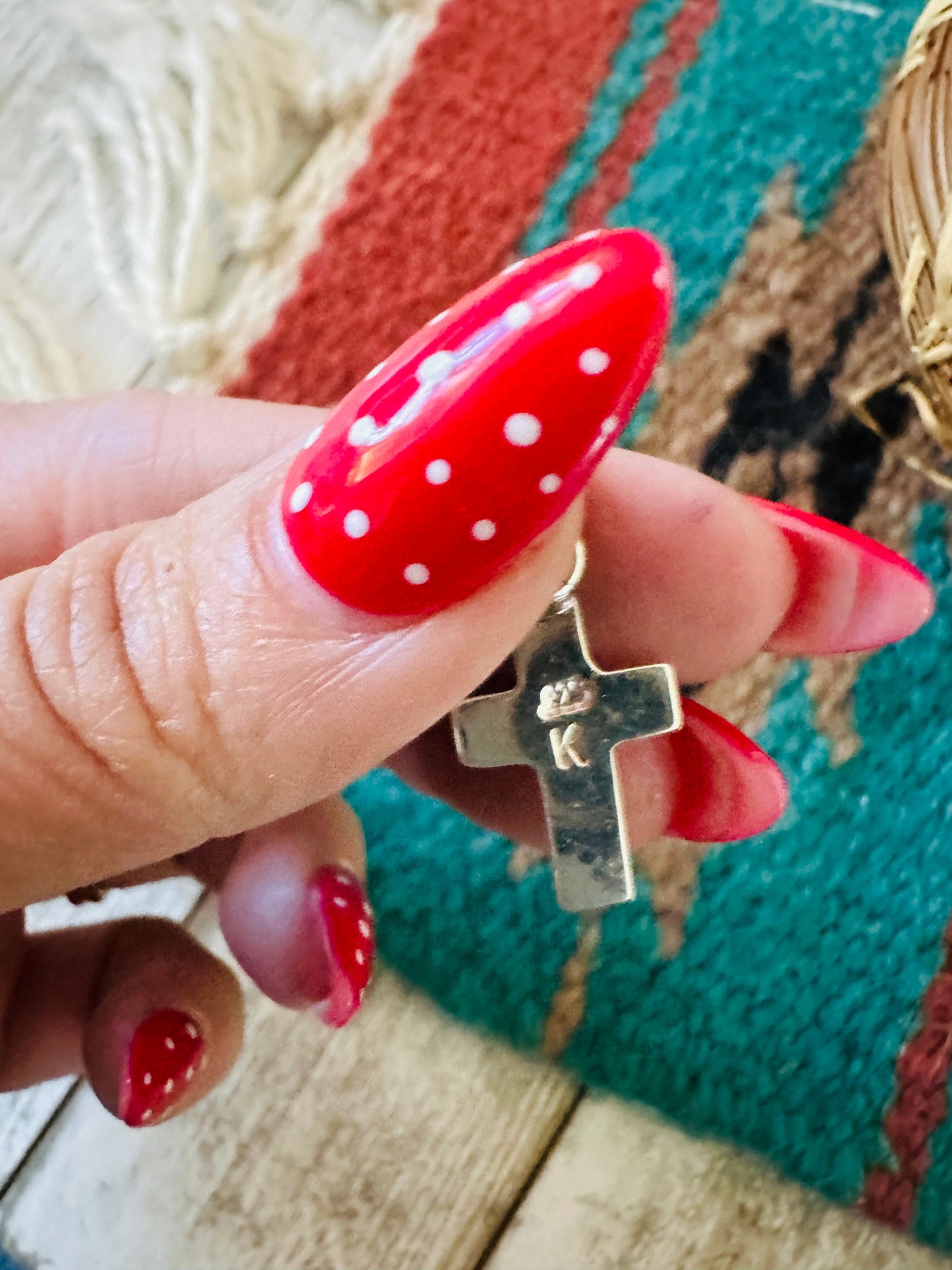 Handcrafted Turquoise & Sterling Silver Mini Cross Pendant
