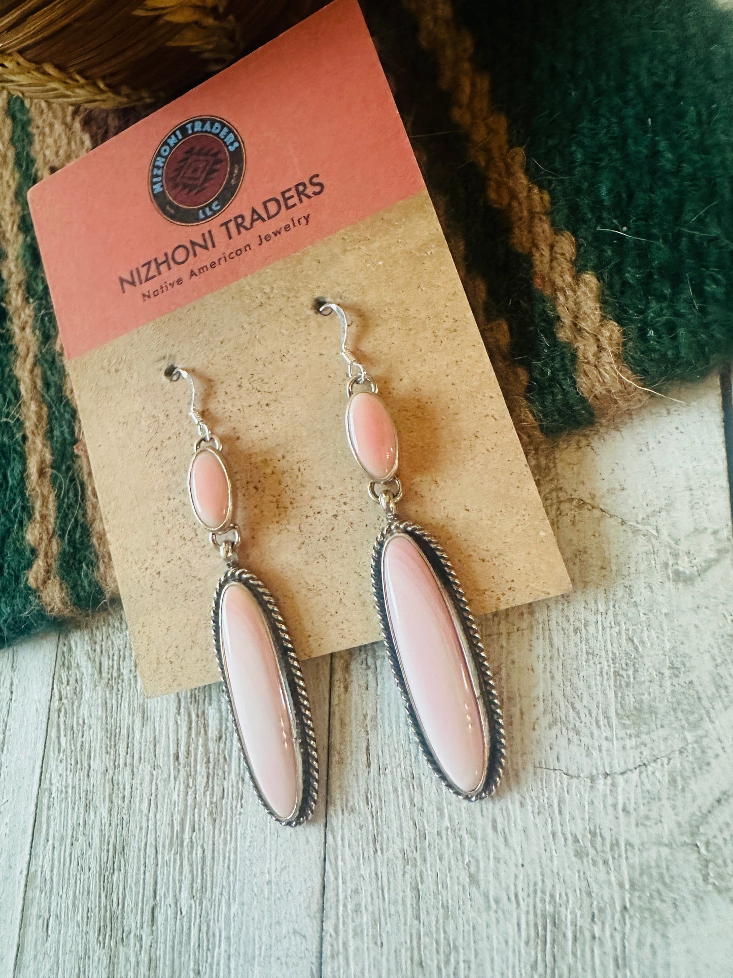 Handcrafted Sterling Silver & Queen Pink Conch Dangle Earrings