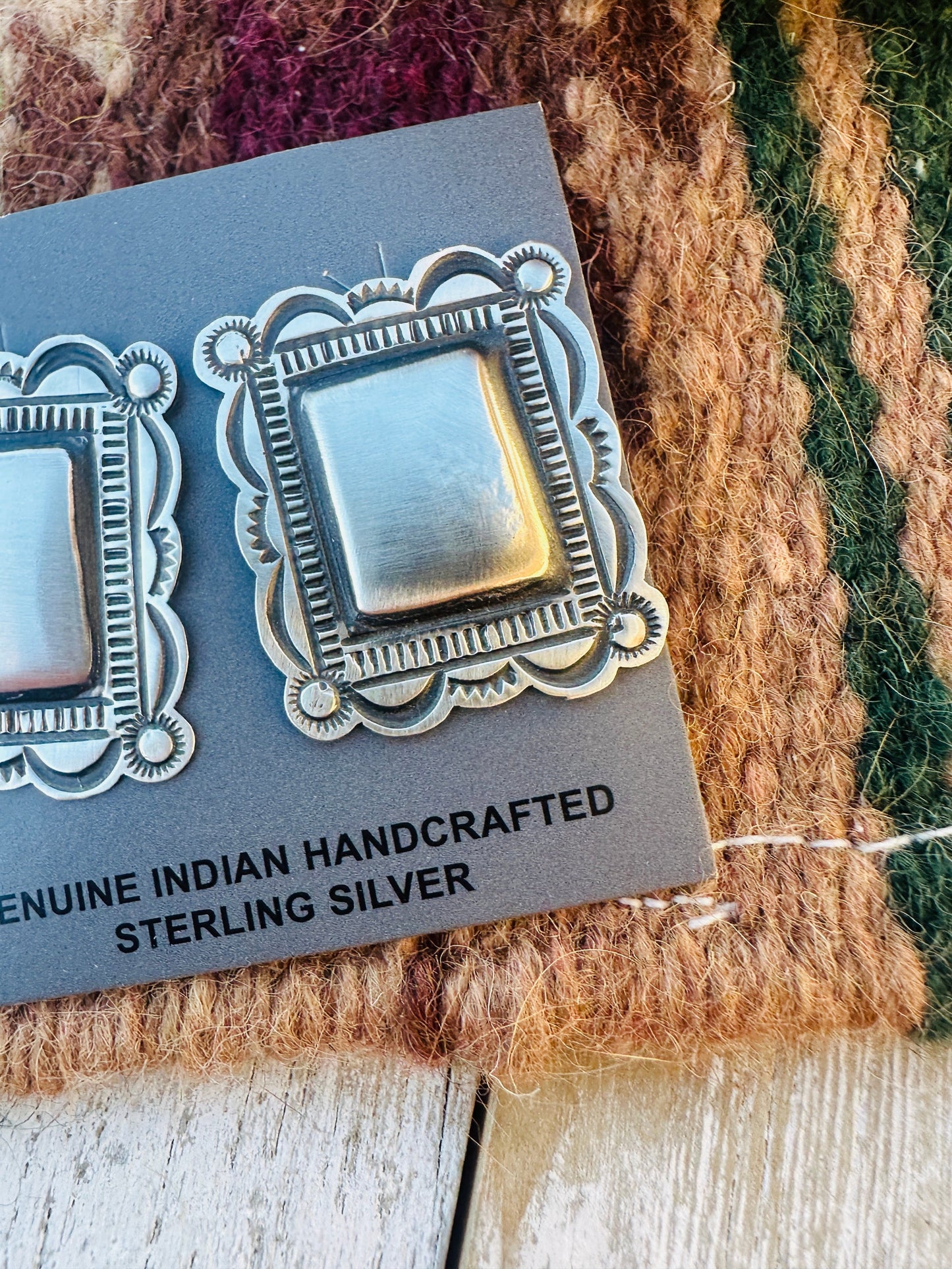 Handcrafted Sterling Silver Concho Post Earrings by Leander Tahe