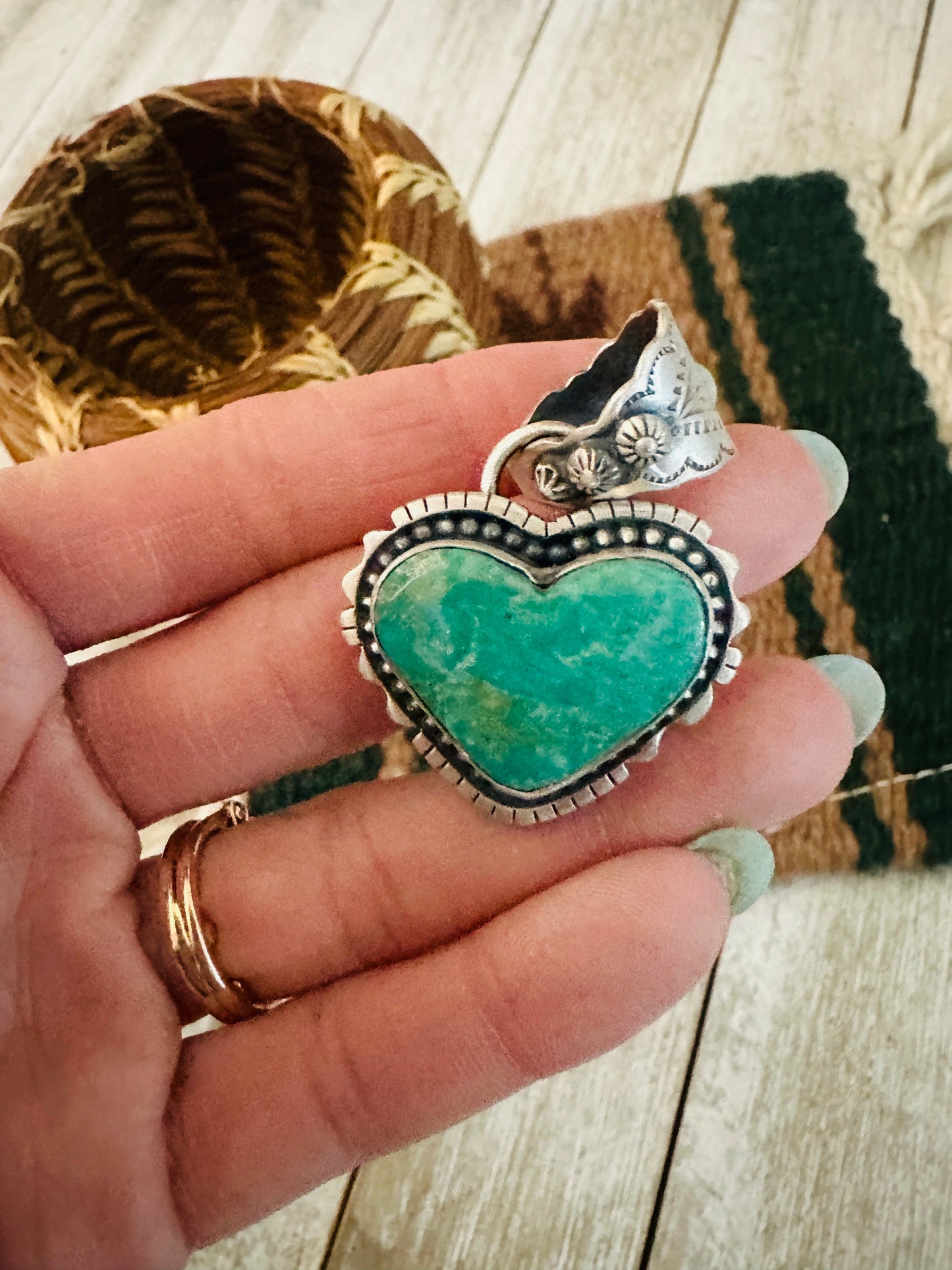 Handmade Turquoise & Sterling Silver Heart Pendant