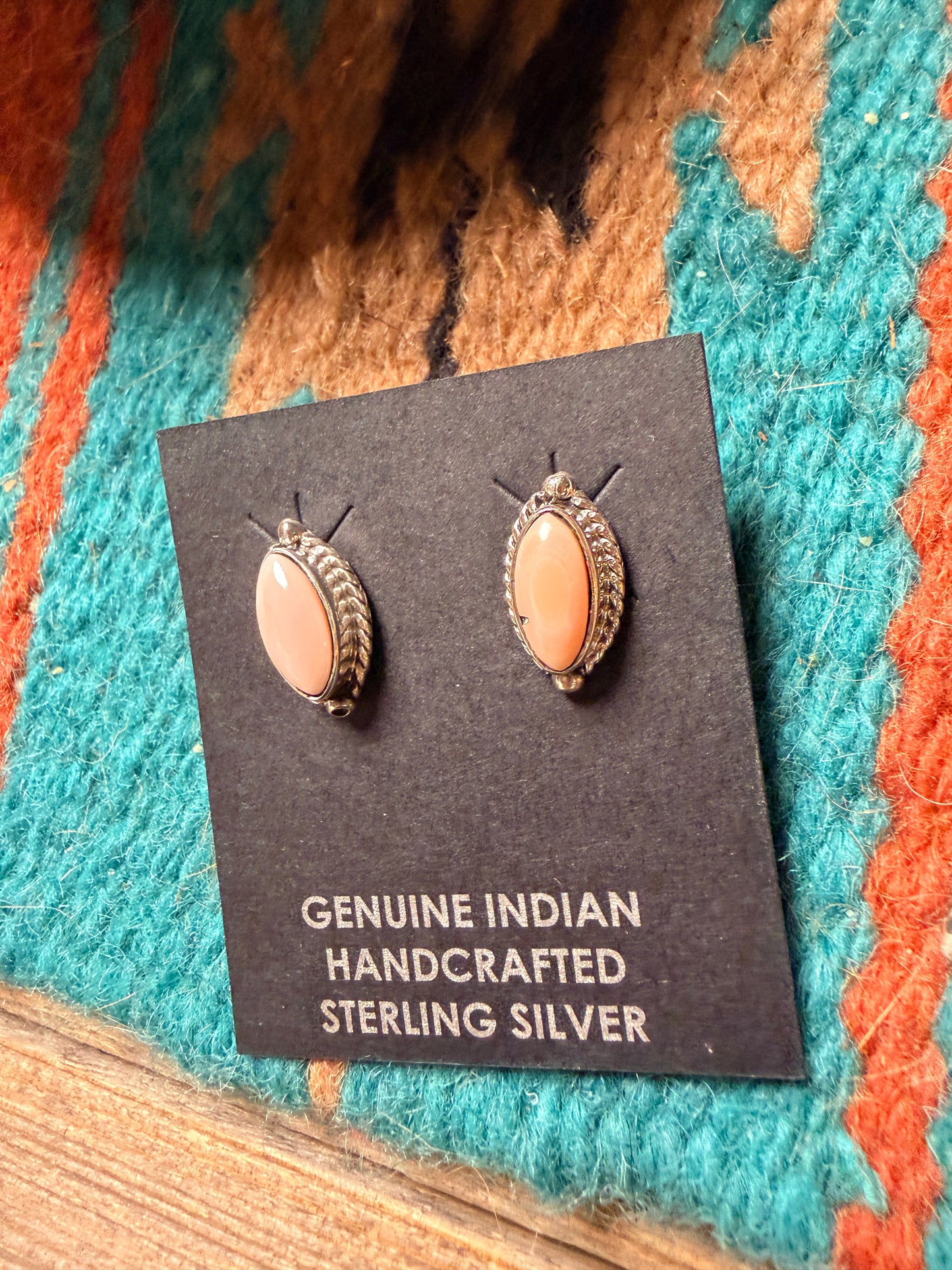 Handcrafted Queen Pink Conch Shell & Sterling Silver Stud Earrings
