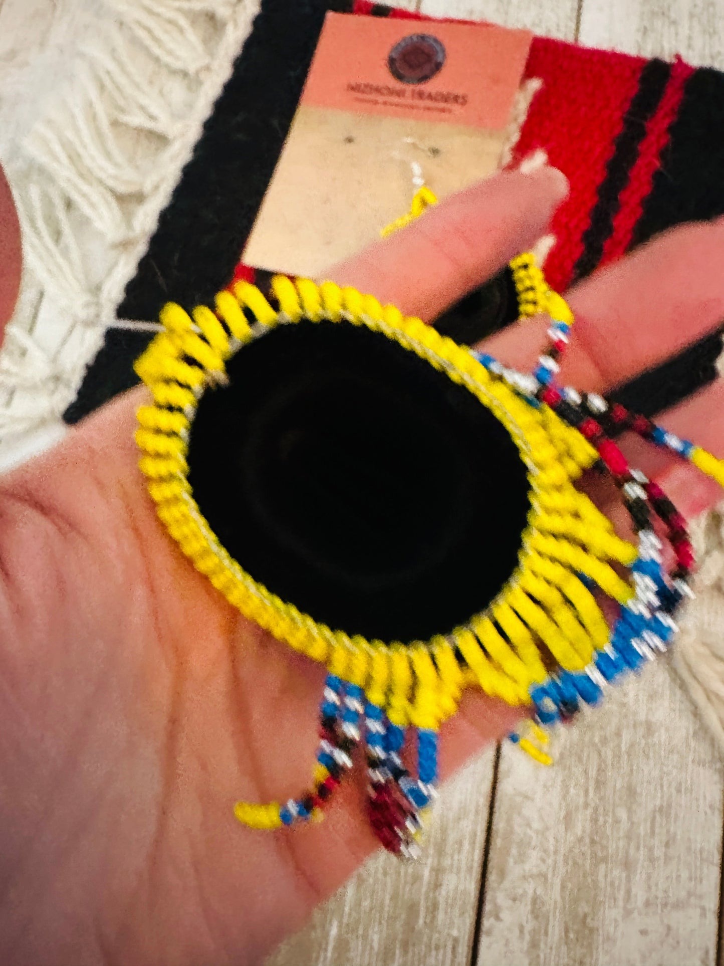 Handcrafted Beaded Cowboy Hat Dangle Earrings- yellow