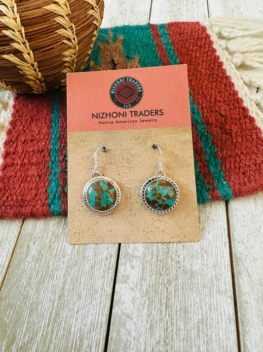 Handcrafted Turquoise & Sterling Silver Circle Dangle Earrings