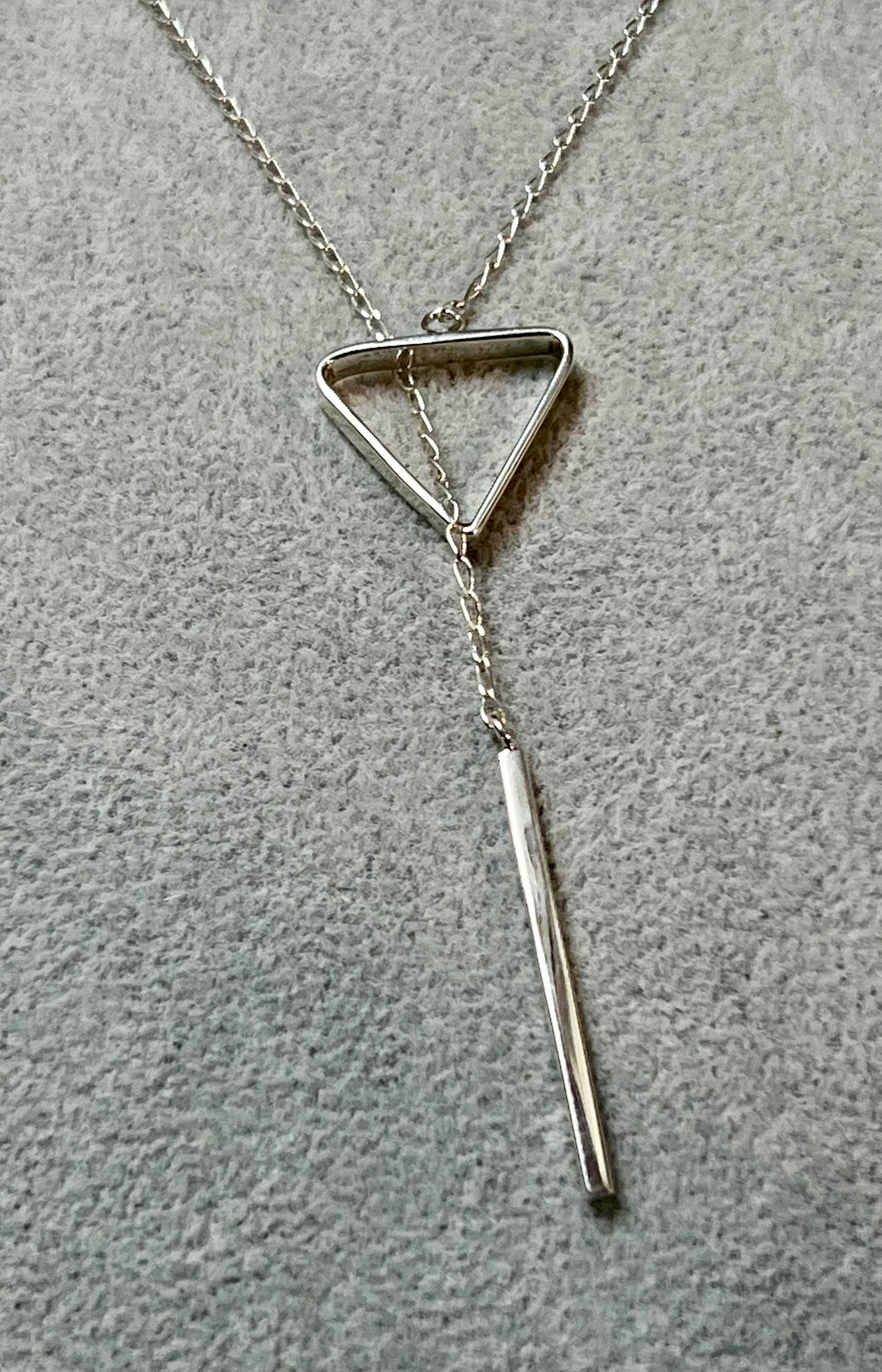 Pendulum Lariat with Triangle Finish Sterling Silver Necklace