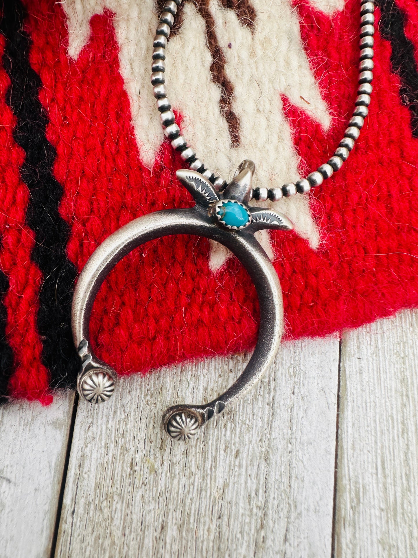 Handcrafted Sterling Silver & Turquoise Naja Pendant by Martha Cayatineto