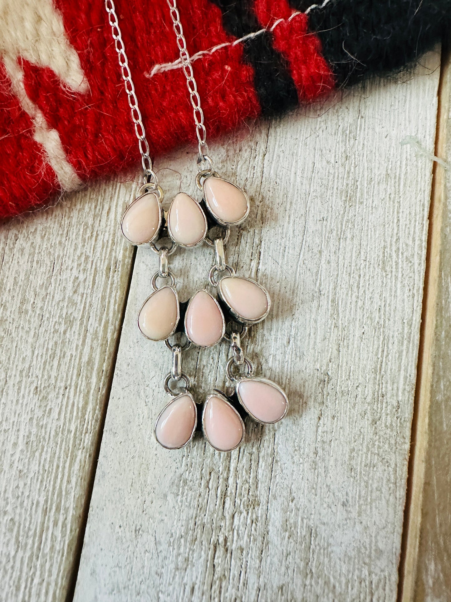 Handcrafted Sterling Silver & Queen Pink Conch Necklace