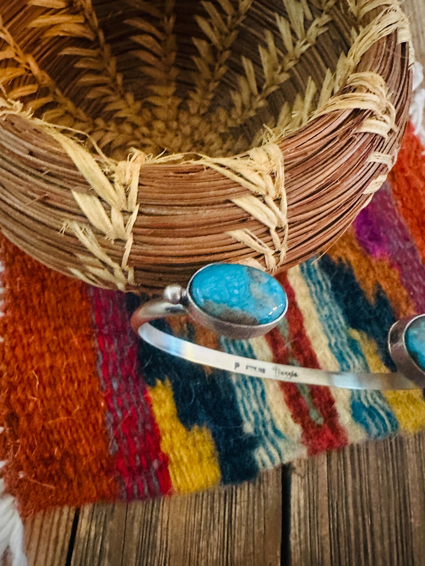 Handcrafted Turquoise & Sterling Silver Floating Cuff Bracelet