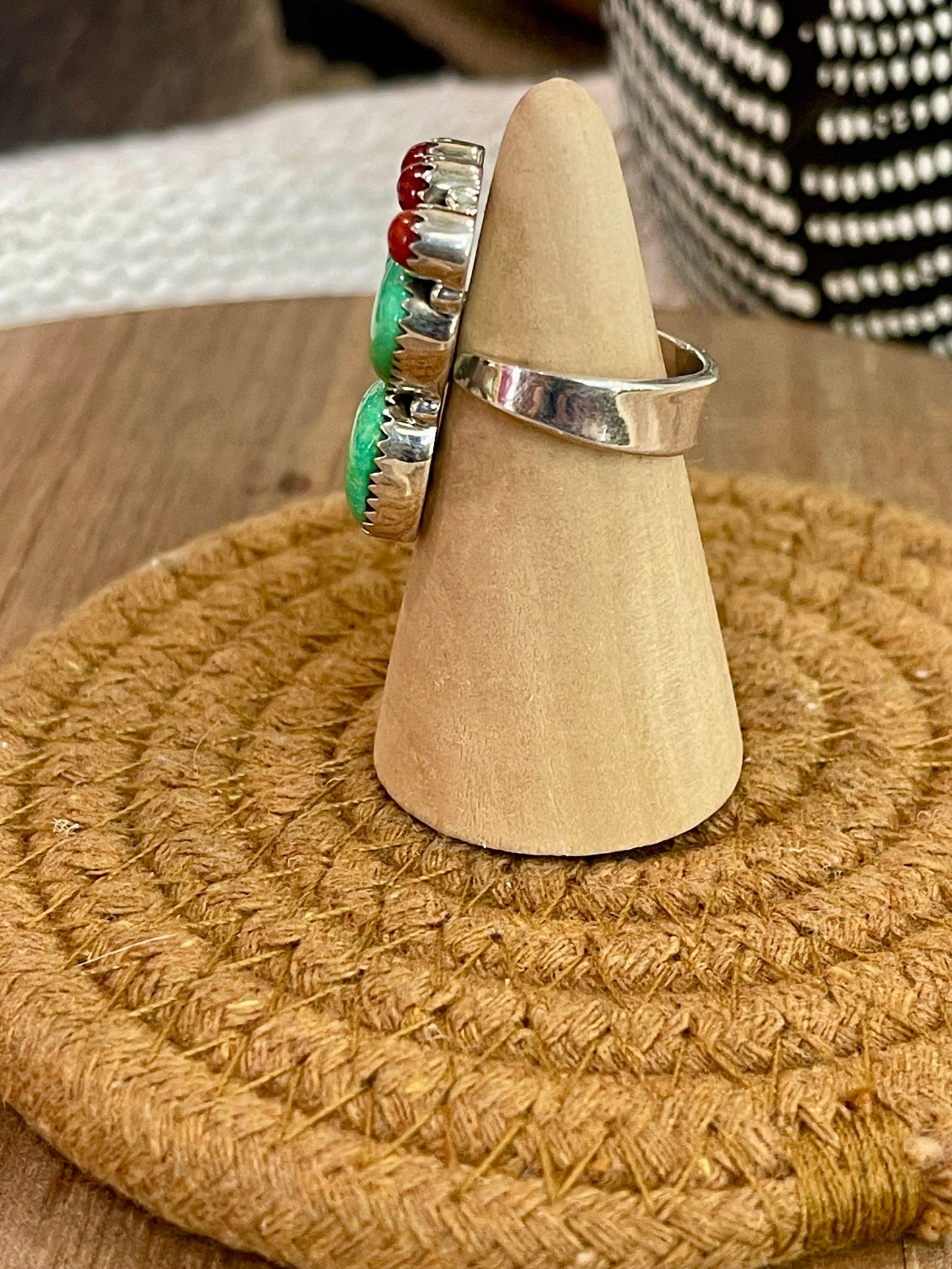 Beautiful Handmade Sterling Silver & Kingman Turquoise Adjustable Ring