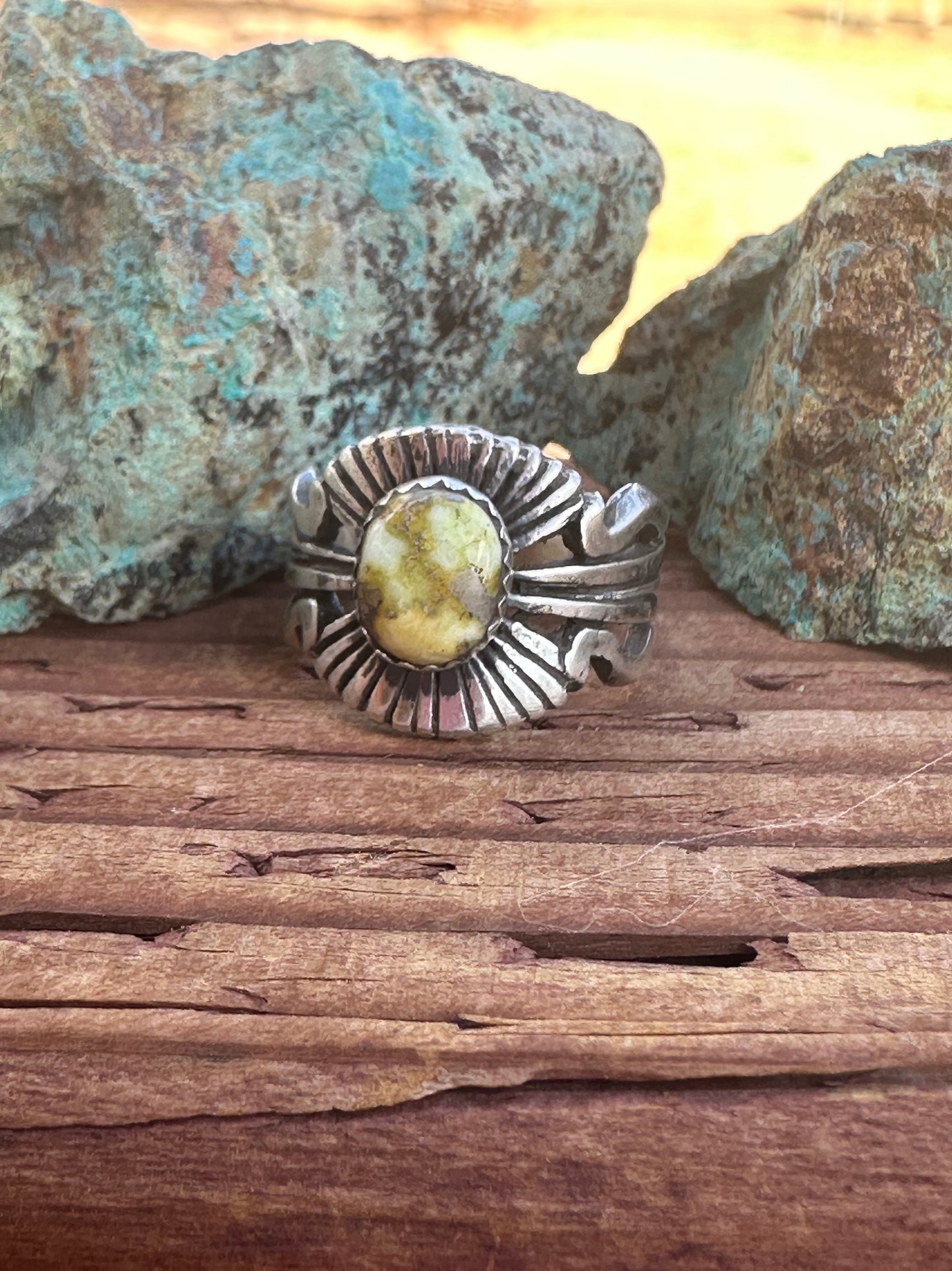 Handcrafted Russell Sam Sterling Silver & Palomino Diablo Turquoise Rings