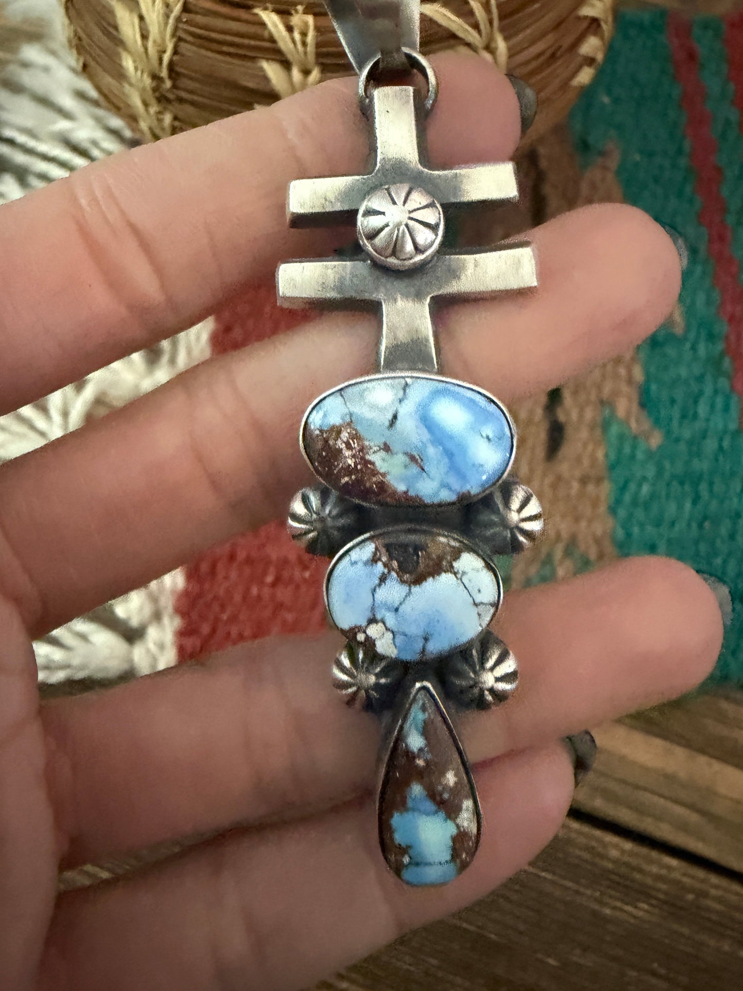 Handcrafted Sterling Silver & Golden Hills Turquoise Pendant by Chimney Butte