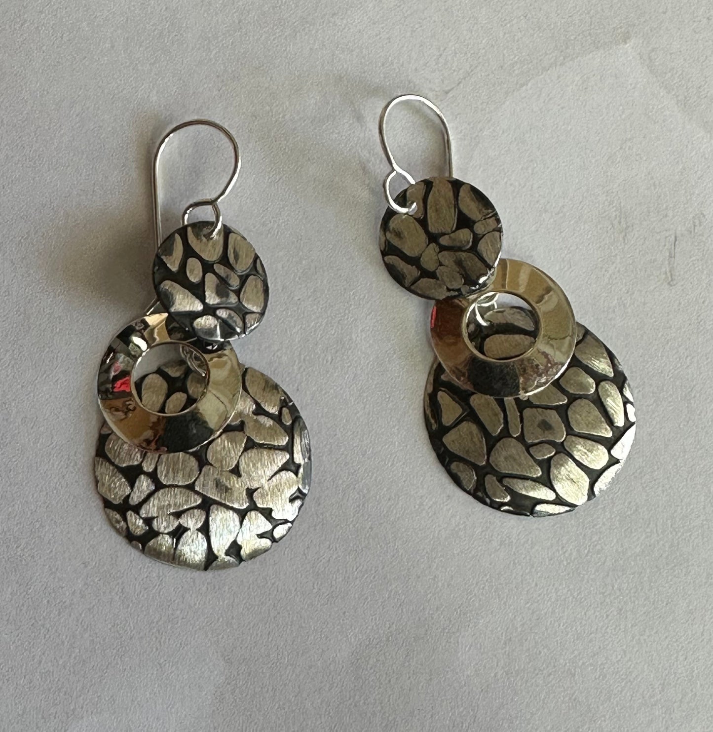 Cobblestone Discs Sterling Silver Earrings