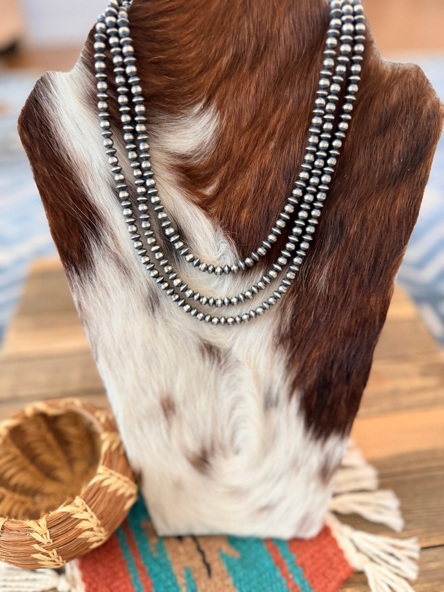 Handcrafted 5mm Sterling Silver Pearl Beaded Necklace