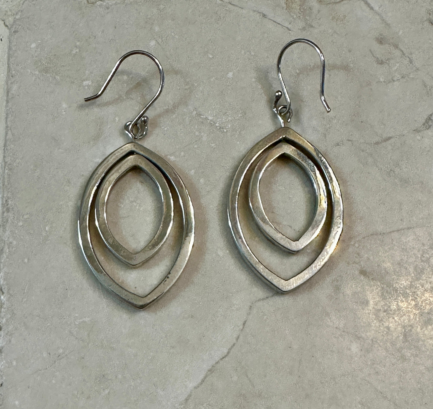 Double Marquise Sterling Silver Earrings on Hook