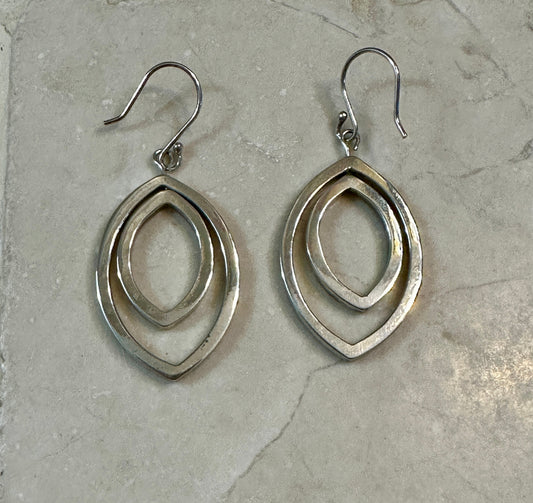 Double Marquise Sterling Silver Earrings on Hook
