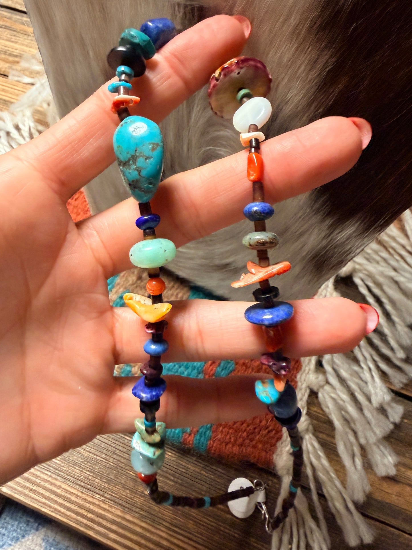 Handcrafted Multi Stone 18” Beaded Necklace