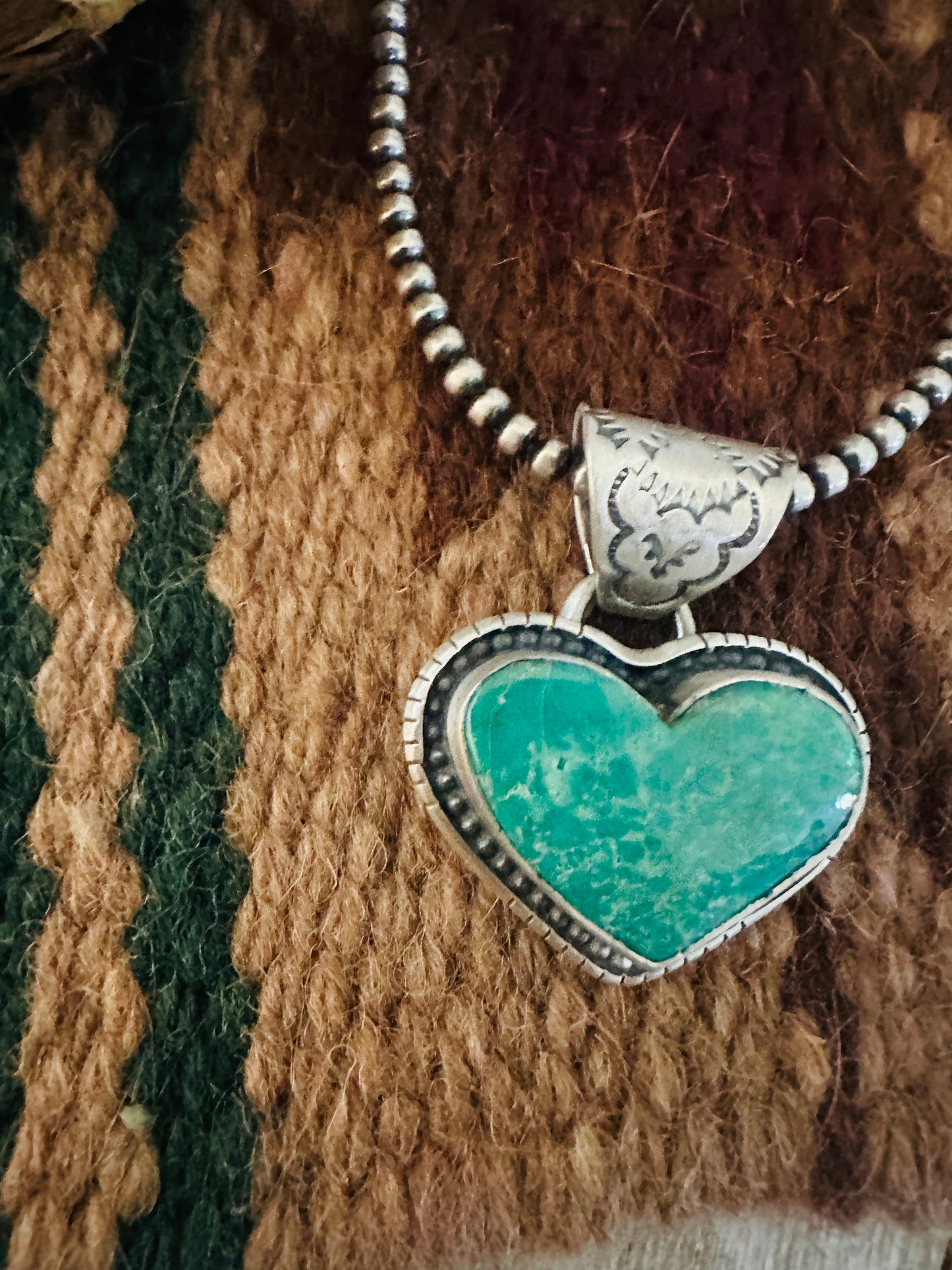 Handmade Turquoise & Sterling Silver Heart Pendant