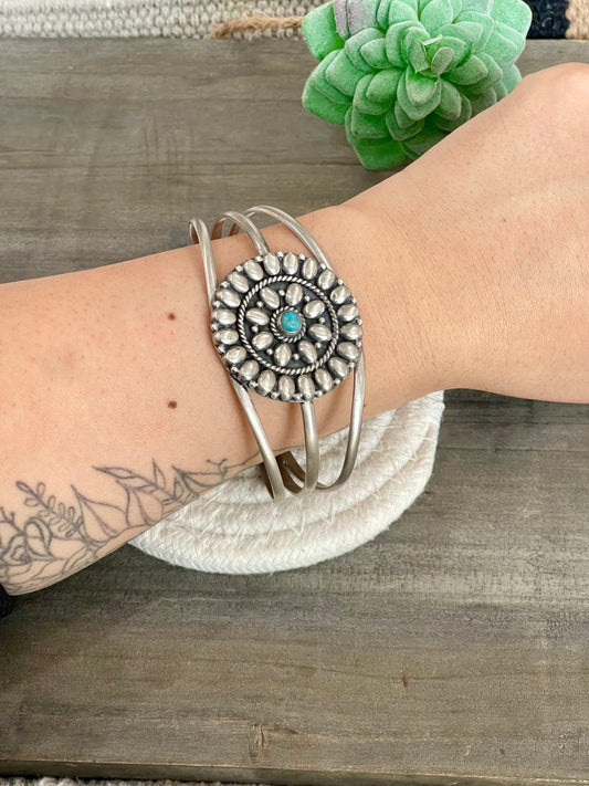 Nizhoni Handmade Sterling Silver & Turquoise Adjustable Cuff Bracelet