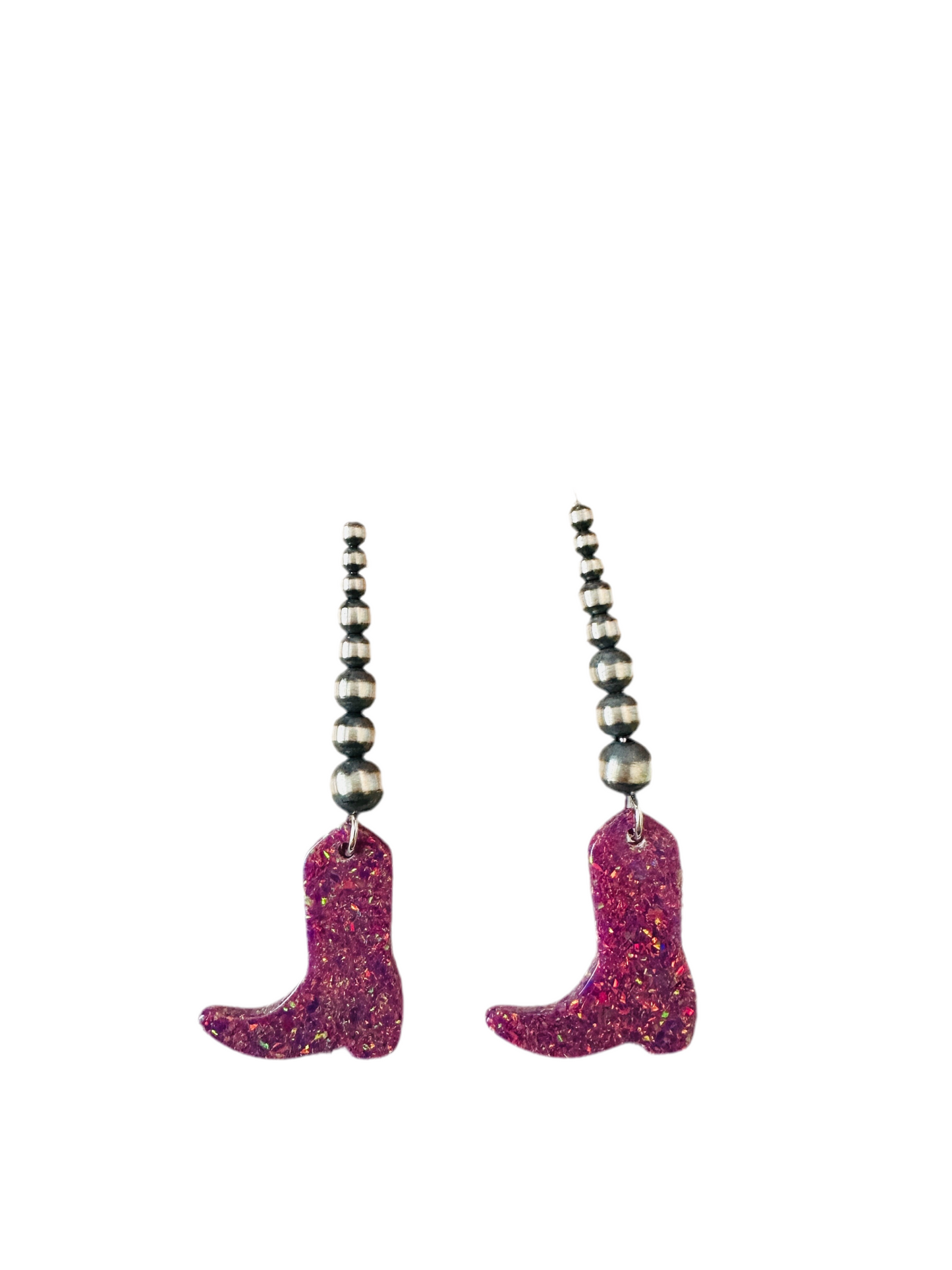 Summer Lovin’ Sterling Silver Pearl Beaded Opal Cowboy Boot Dangle Earrings
