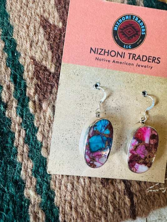 Handcrafted  Pink Dream Mojave & Sterling Silver Dangle Earrings