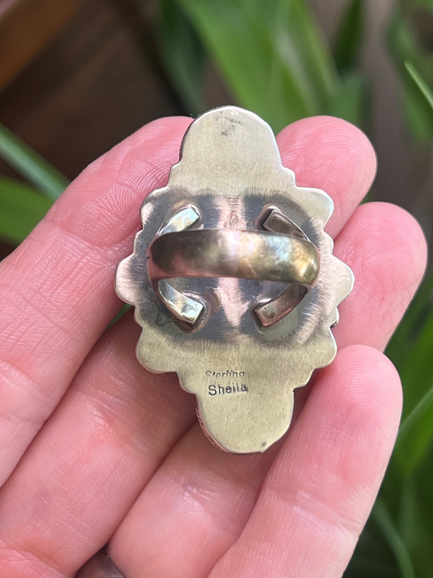 Handcrafted Sterling Silver and Natural Campitos Turquoise Cluster Rings by Sheila Becenti