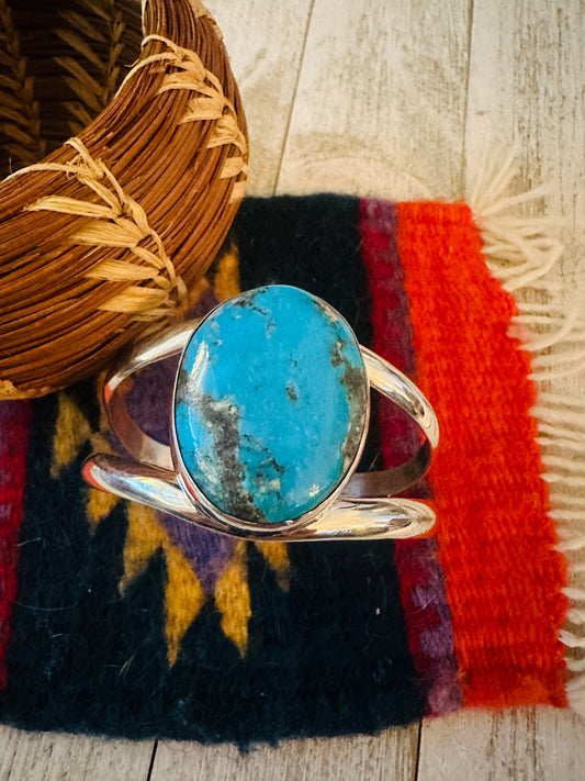 Handcrafted Sterling Silver & Kingman Turquoise Cuff Bracelet