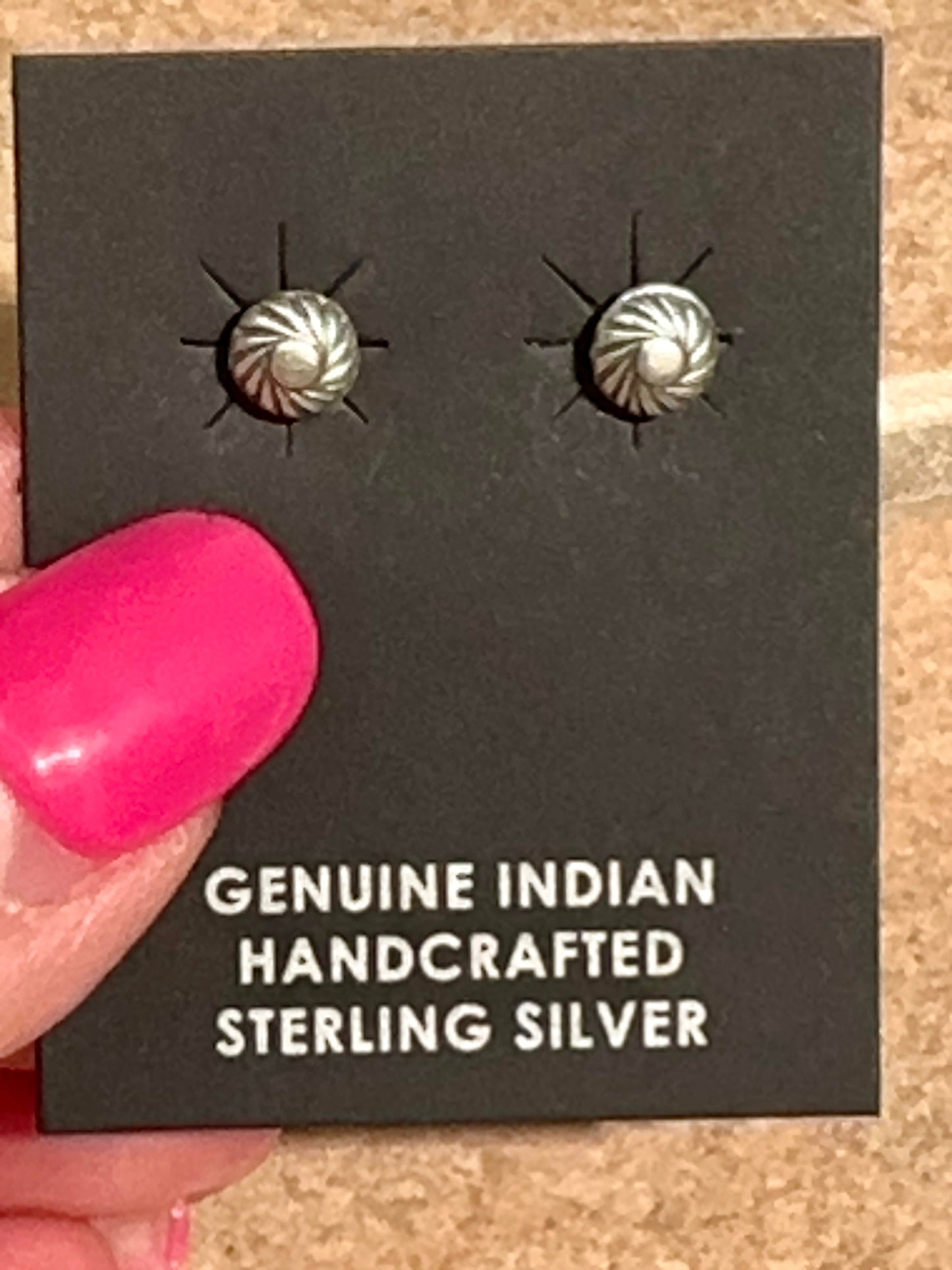 Handcrafted Sterling Silver Concho Swirl Stud Post Earrings